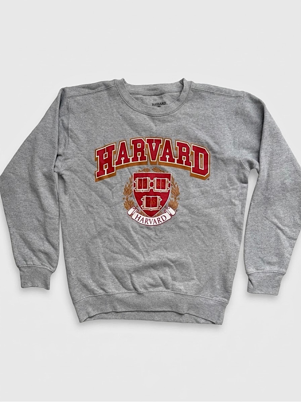 HARVARD Crest Crewneck Sweatshirt Comfy Grey Unisex Size M